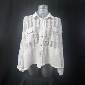 POL White Sheer Lace Blouse